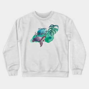 Ocean Spirit Watercolour Turtle Palm Crewneck Sweatshirt